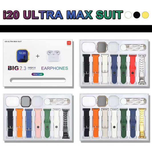 I20 Ultra Max Suit 10-in-1 Smart Watch with AirPods