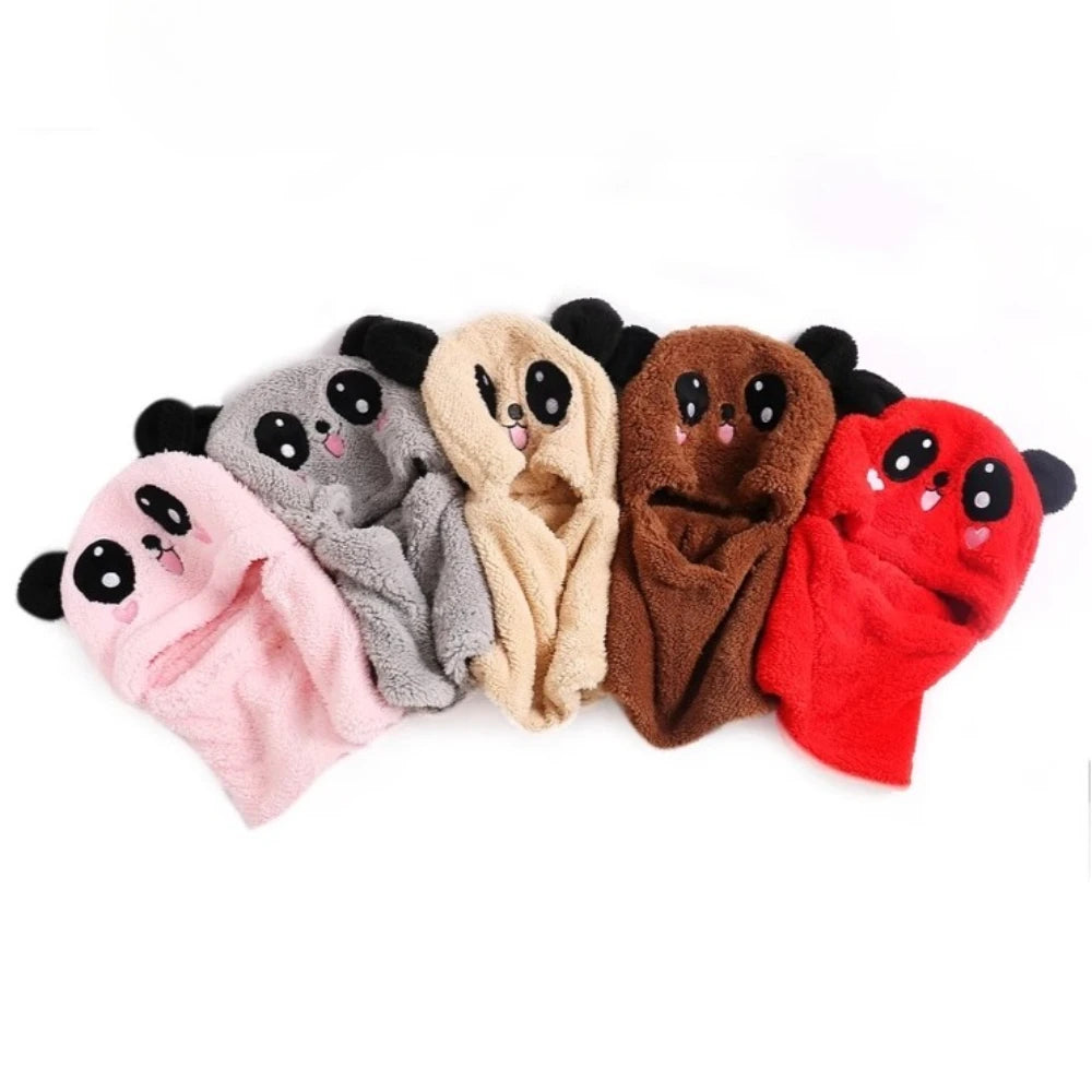 Kids Winter Panda Wool Cap With Neck Warmer