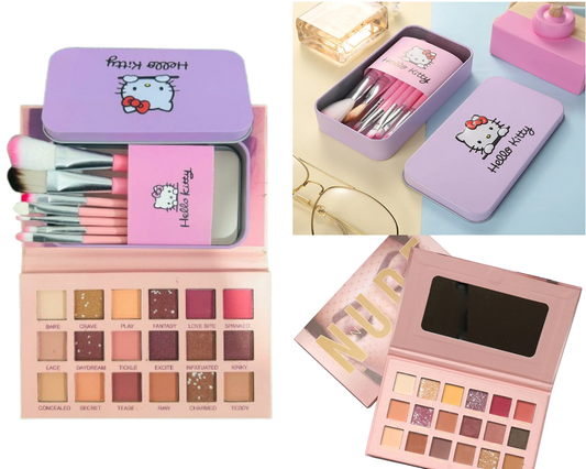 Ultimate Makeup Deal, 18 Colors Eyeshadows & Hello Kitty Brush Set